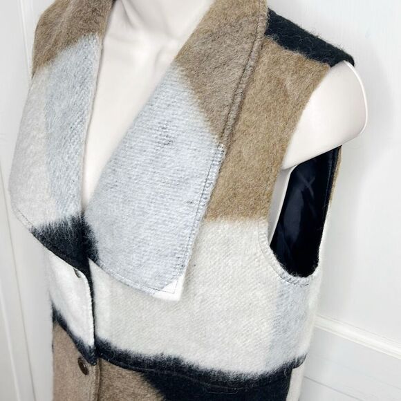 BLACK RIVET Women’s Wool Buffalo Plaid Button Front Sleeveless Vest/Coat Size S - Picture 3 of 6